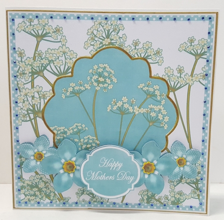 Teal Time Flower 7in x 7in Square Insert Panel Sheet by Maxine SANDIAN
