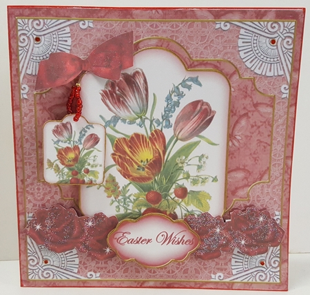 Red Tulips Easter Wishes Special 8in Tag N' Envelope Kit by Maxine SANDIAN