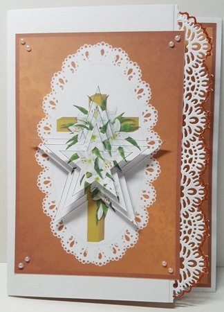 Easter Lily Wooden Cross Star Pyramid by Maxine SANDIAN