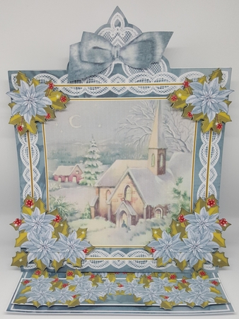 Christmas Day Lace Top Easel Card & Envelope Kit by Maxine SANDIAN
