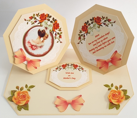 Peach coloured octagonal double easel card with matching envelope. by Maxine SANDIAN