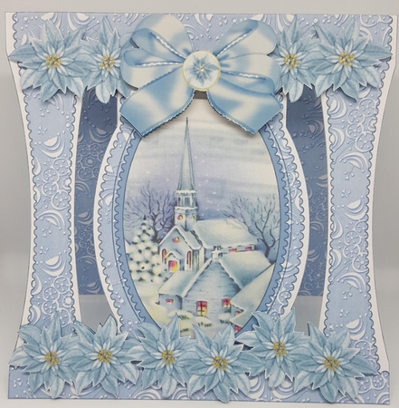 Blue Church Stand Up Cut Out 3D Christmas Card Kit by Maxine SANDIAN