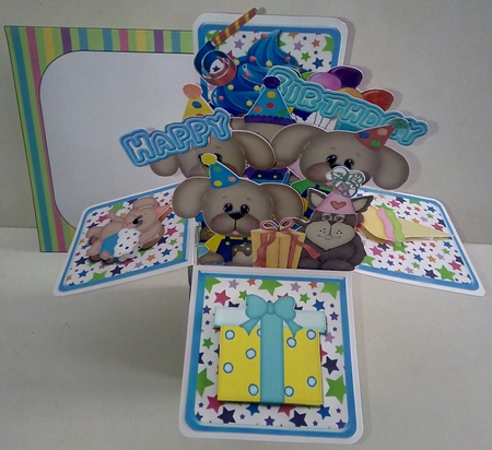 3D POP UP BOX CARD KIT - B-day Pups by Maxine SANDIAN