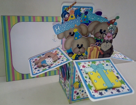 3D POP UP BOX CARD KIT - B-day Pups by Maxine SANDIAN