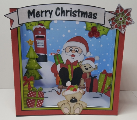 3D Christmas Diorama Shadow Box Card Mini Kit  - Santa is having fun on his Sledge by Maxine SANDIAN