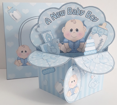 3D Diagonal Rubber Band Pop Up Box Card Kit - Cute Little Baby Boy Milo by Maxine SANDIAN