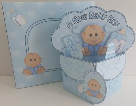 3D Diagonal Rubber Band Pop Up Box Card Kit - Cute Little Ethnic Baby Boy Kareem by Maxine SANDIAN