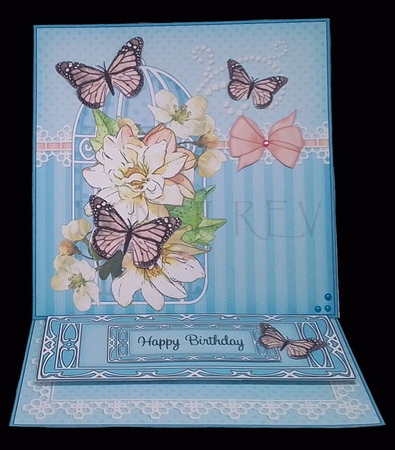 3D Easel Card Mini Kit - Pretty Floral Birdcage with Butterflies by Maxine SANDIAN