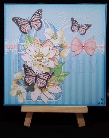 3D Easel Card Mini Kit - Pretty Floral Birdcage with Butterflies by Maxine SANDIAN
