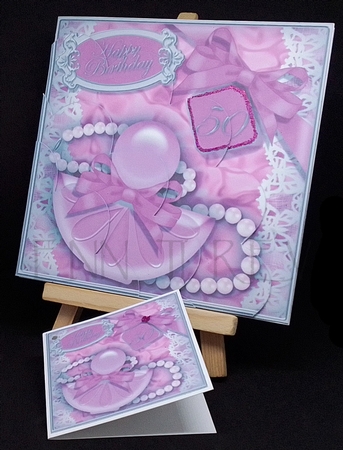 50th Birthday Perfume Lace & Pearls Shell Edged stacker by Maxine SANDIAN