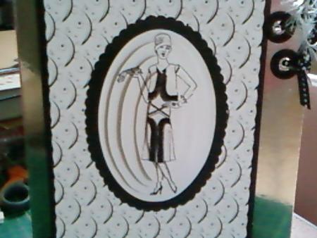 Art Deco Lady in Black and White Pyramid and Backing Paper by Maxine Gathercole