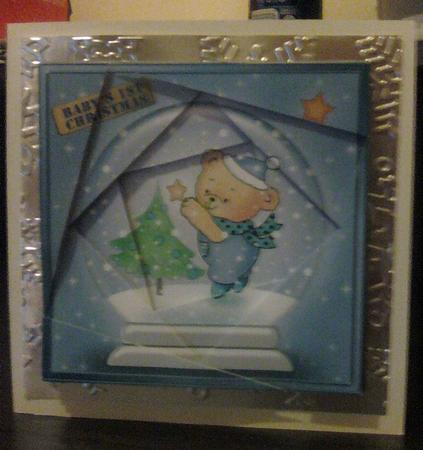 Baby Boy's 1st Xmas Snowglobe Twisted Spiral Side Stacker by Melanie Johnston