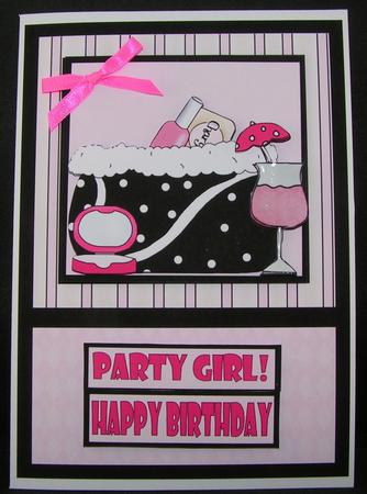 Party Girl! Decoupage Card Front by Melanie Brewin