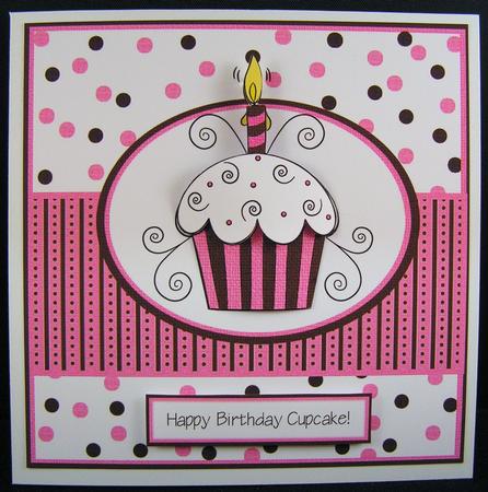 Swirly Cupcake Quick Card - Pink&brown by Melanie Brewin