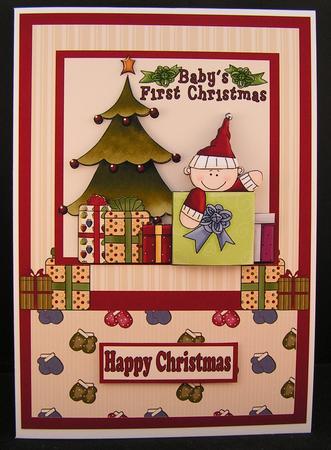 Baby's First Christmas, Decoupage Card Front by Melanie Brewin