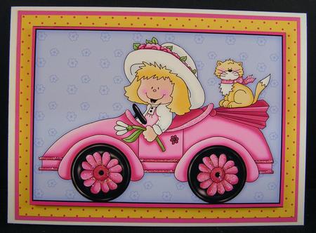 Little Driving Daisy Girl - Quick Card by Melanie Brewin