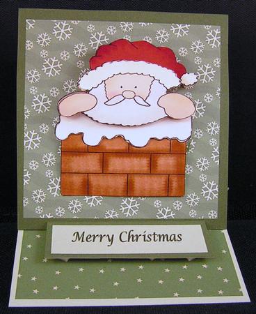 Santa Stuck Up Chimney Easel Card by Melanie Brewin
