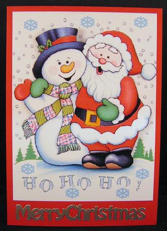 Christmas Santa & Snowman A4 Card Front by Melanie Brewin