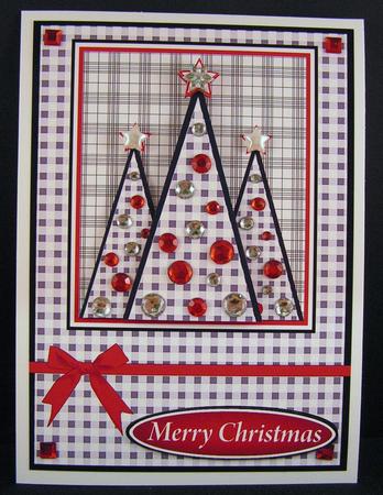Plaid Buttons Christmas Trees Decoupage by Melanie Brewin