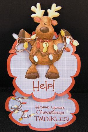 Twinkling Reindeer - Flower Easel Card or Topper by Melanie Brewin