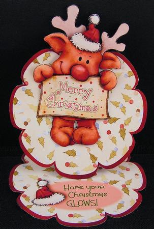 Glowing Rudolph - Flower Easel Card or Topper by Melanie Brewin