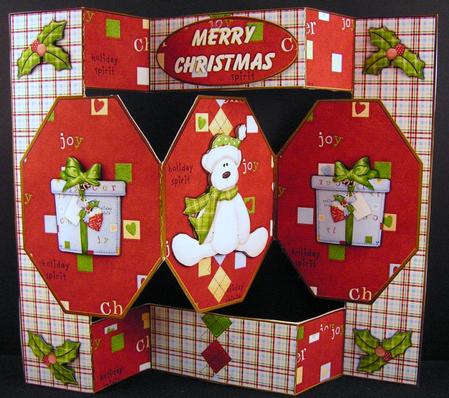 Christmas Bear Octagon Folded Pop-up Card by Melanie Brewin