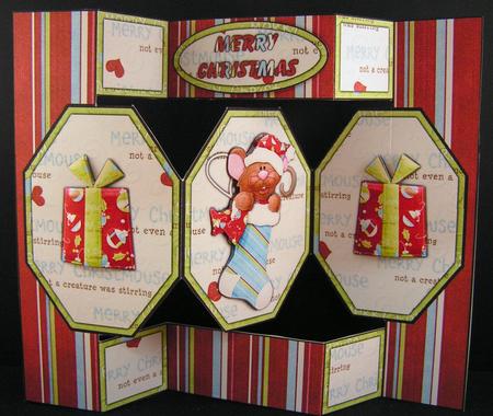 Merry Christmouse Octagon Folded Pop-up Card by Melanie Brewin