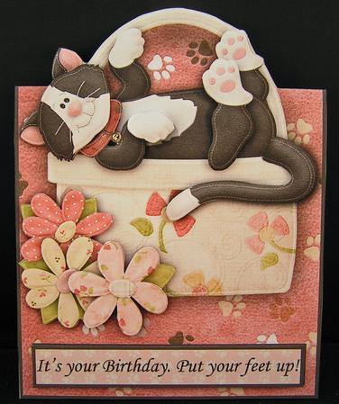 Put Your Feet Up Kitty Over the Edge Card by Melanie Brewin