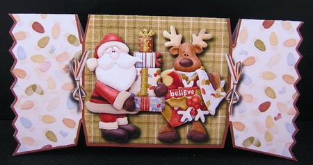 Santa and Rudolph Christmas Cracker Shaped Card by Melanie Brewin