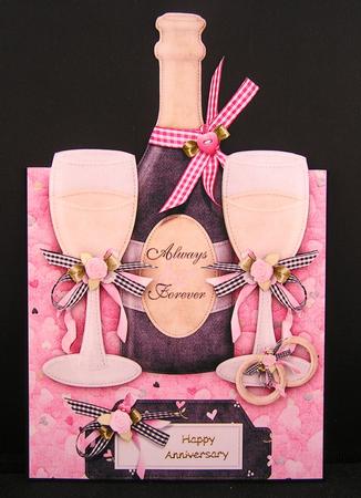 Wedding or Anniversary Champagne Over the Edge Card by Melanie Brewin