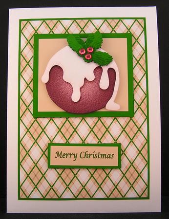 Christmas Pud on Green Tartan by Melanie Brewin
