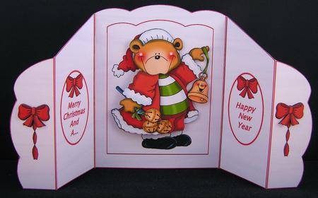 Santa Bear Theatre Card. Xmas by Melanie Brewin