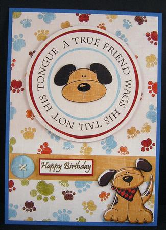 Woof! Decoupage Card Front by Melanie Brewin