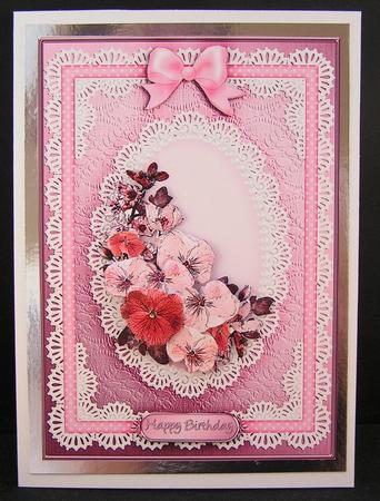 A5 Spring Flowers and Lace Quick Card with 3D Decoupage by Melanie Brewin