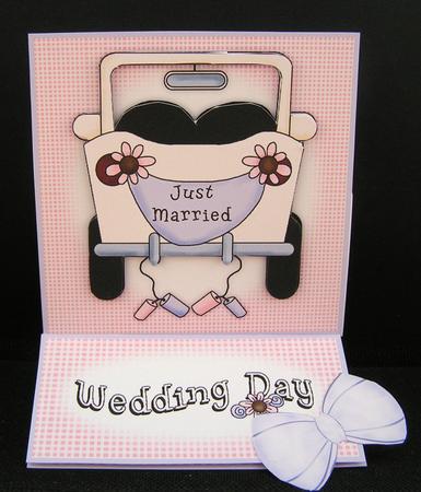 Just Married Wedding Car 5 Minute Easel Card by Melanie Brewin