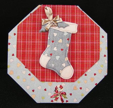 Blue Christmas Stocking and Candy Canes by Melanie Brewin