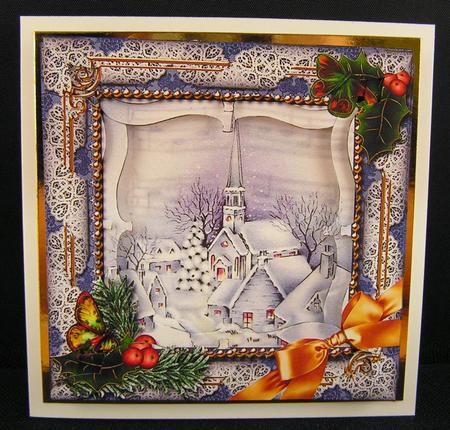 Blue Church Holly 5inch Bracket Edge Spiral Stacker by Melanie Brewin
