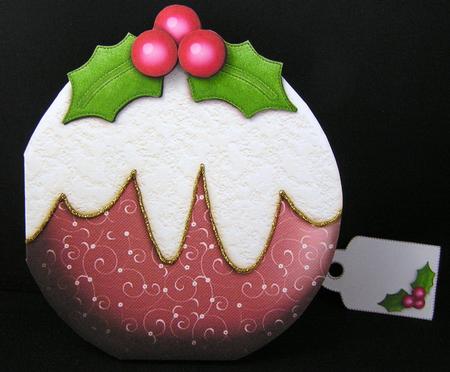 Christmas Pudding Shape Card with Decoupage by Melanie Brewin