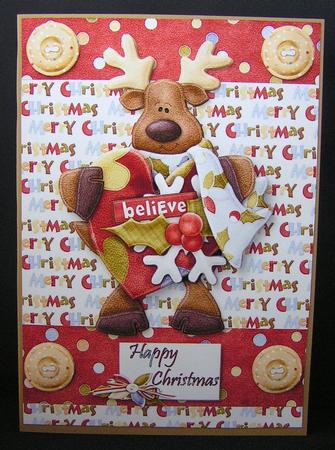 Reindeer Believe! Decoupage Card Front by Melanie Brewin