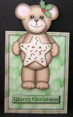 Christmas Cookie Bear Over the Edge Decoupage Card by Melanie Brewin