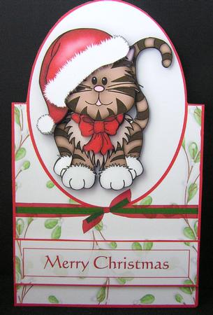 Christmas Kitten Over the Edge Decoupage Card Featured Gallery Photo
