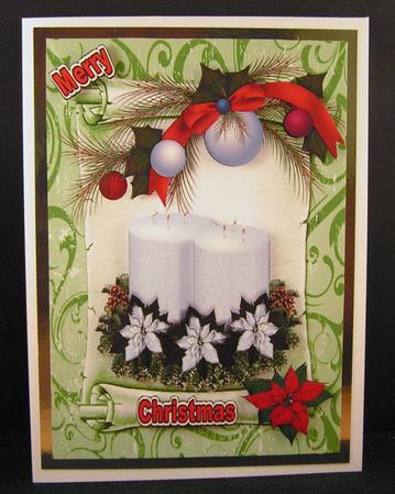 White Candels and Holly on a Scroll by Melanie Brewin