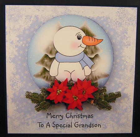Snowman Snowglobe Card - Grandson by Melanie Brewin