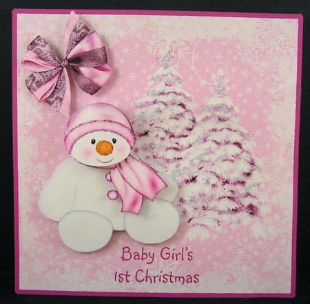 Pink & White Snowman - First Christmas by Melanie Brewin