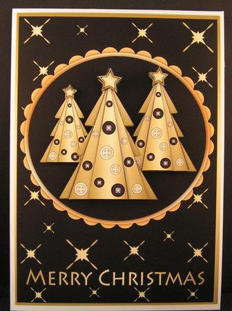 Buttons Christmas Trees Ii Black by Melanie Brewin