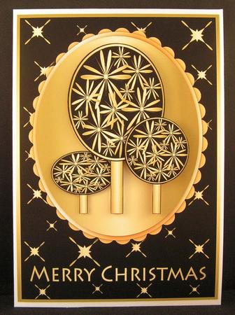 Modern Christmas Trees Decoupage Black by Melanie Brewin