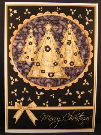 Buttons Christmas Trees Ii Pyramid Black by Melanie Brewin