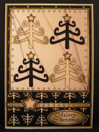 Funky Christmas Trees Card Front Black by Melanie Brewin