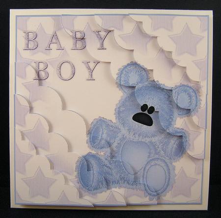 Baby Boy Teddy 8x8 Scallop Corner Stacker Kit by Melanie Brewin