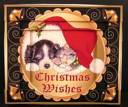 Christmas Cat and Dog Spiral Edge Stacker Black by Melanie Brewin